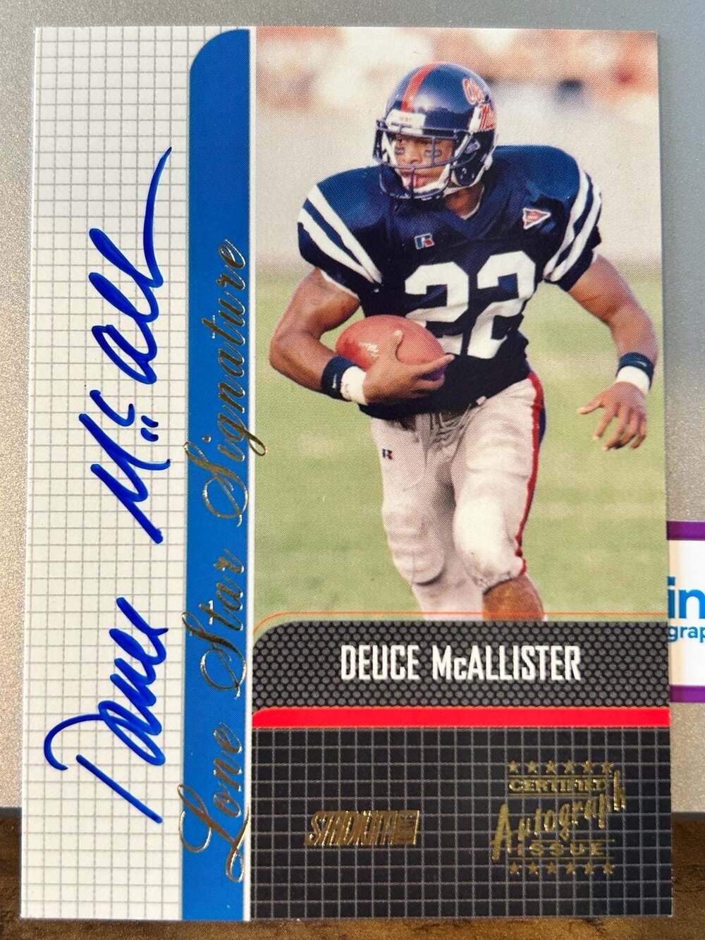 2001 Topps Stadium Club Lone Star Signature Deuce McAllister Autograph Card